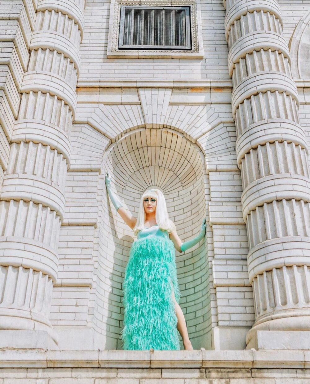 Mint Green Boas Feathers Midi Dress, Unique Wedding Dress, Plus Size Dress, Ball Gown