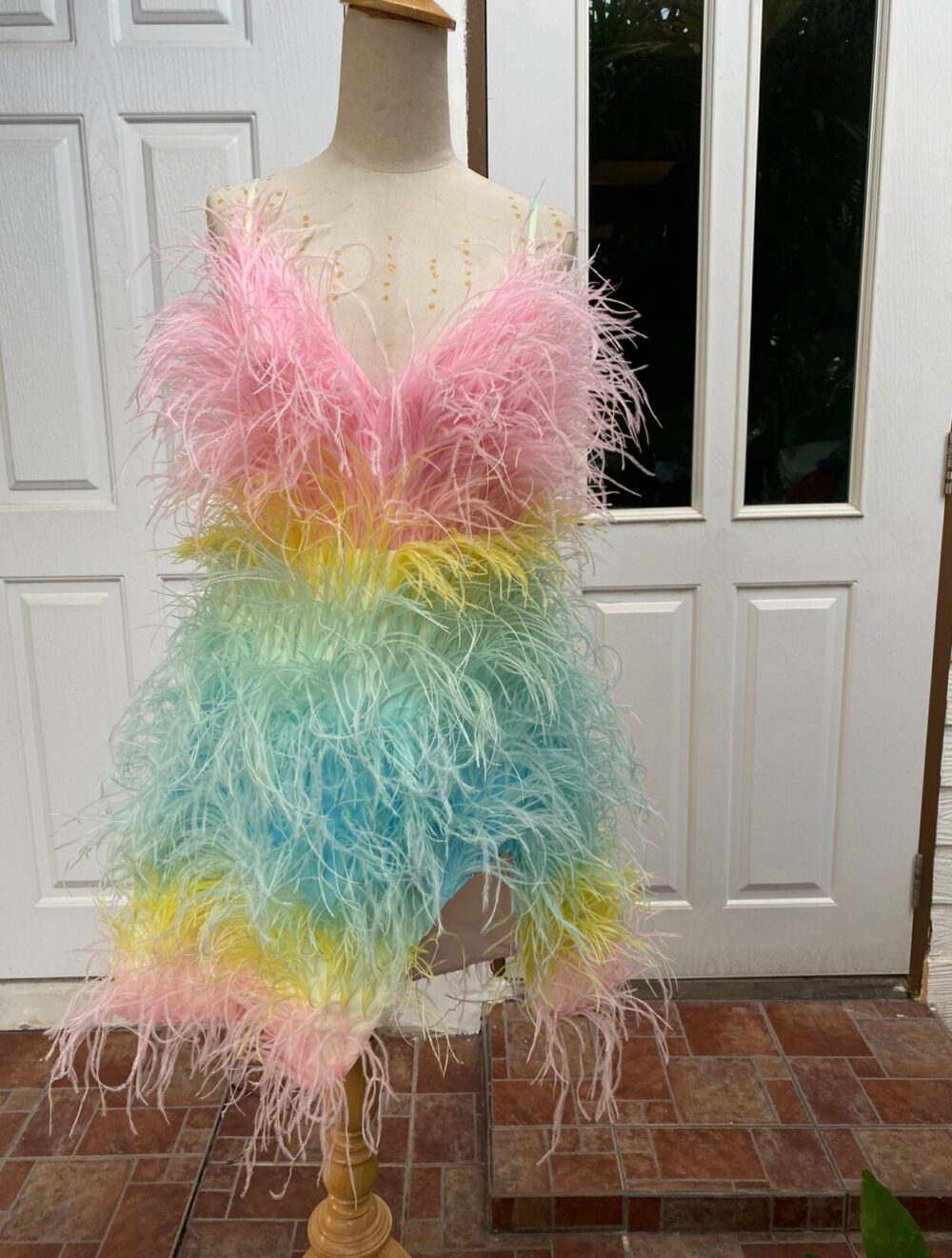 Juliet Rainbow Feathers Dress For Women, Unique Wedding Dress, Plus Size Dress, Wedding Guest Dress, Ball Gown Dress, Fairy