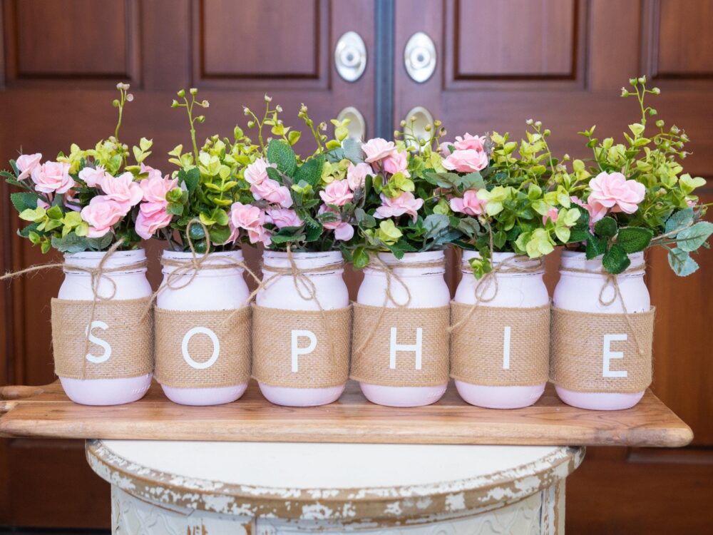 Baby Shower Mason Jar Centerpieces Jars Decor Decorations Girl Rustic