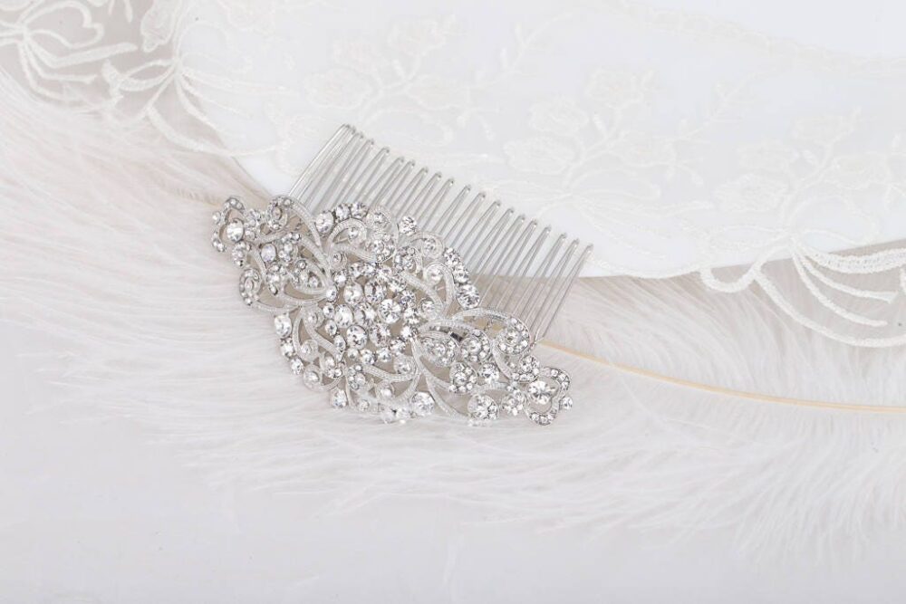 Crystal Wedding Hair Comb Bridal Veil Gatsby Vintage Hairpiece Accessory Headpiece Zoey Jewelry