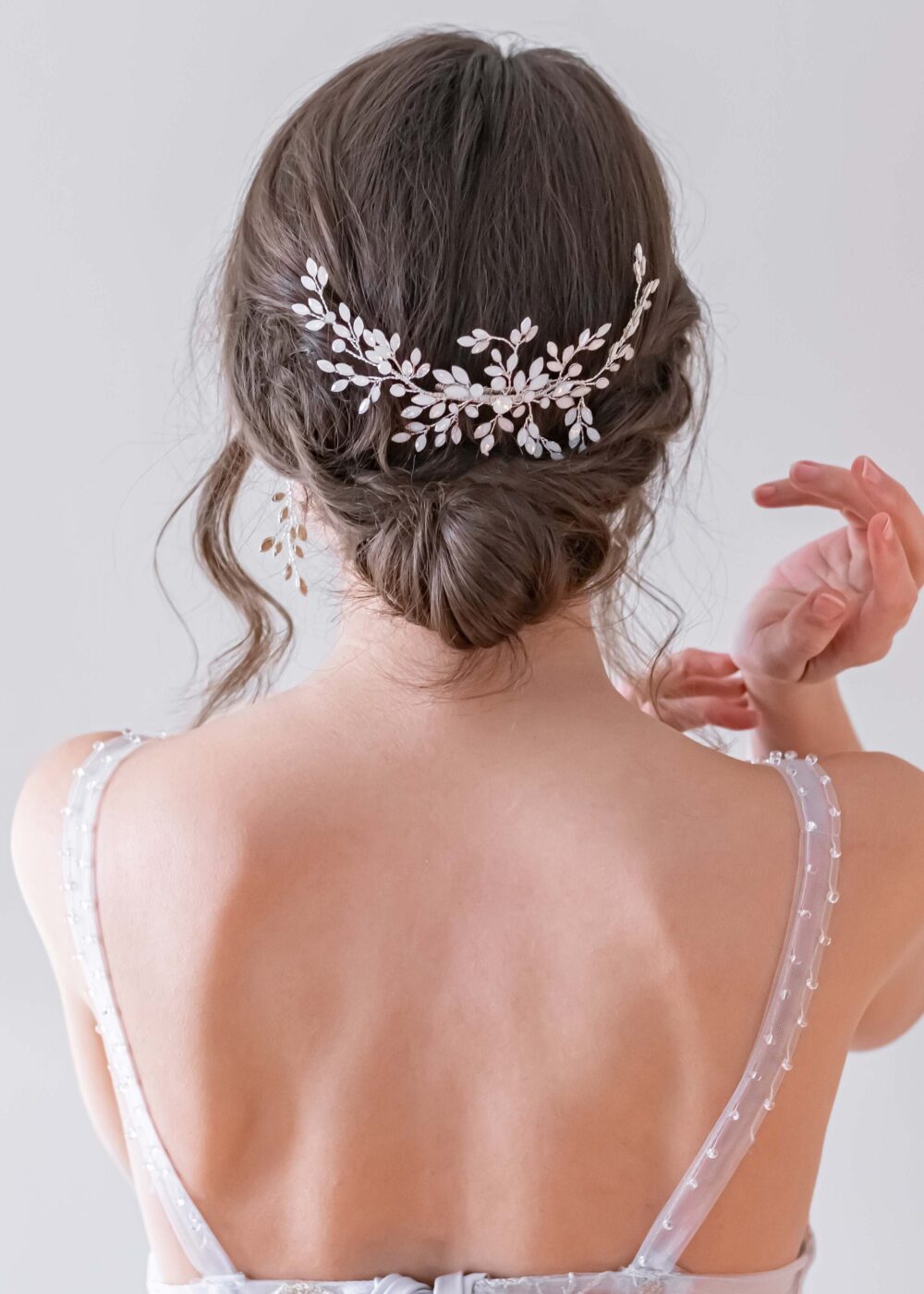 Vintage-Inspired Opal Stone Wedding Hair Comb, Silver Moonstone Bridal Accessory - 6476