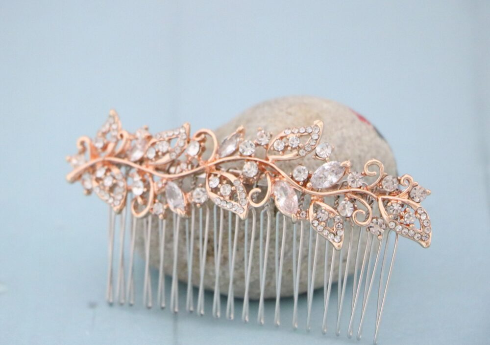Boho Wedding Hair Comb Rose Gold Bridal Crystal Hair Piece Accessories Piece