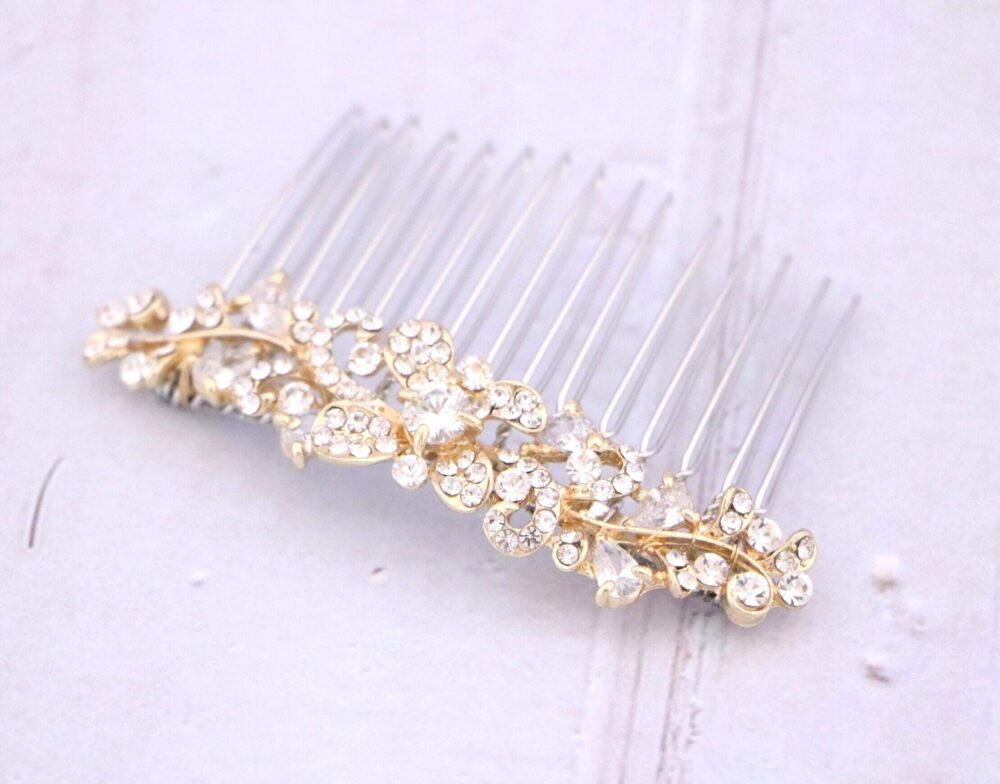 Gold Wedding Hair Comb Side Bridal Headpiece Accessories For Bun Rose Gold Updo Piece Bridal Haircomb