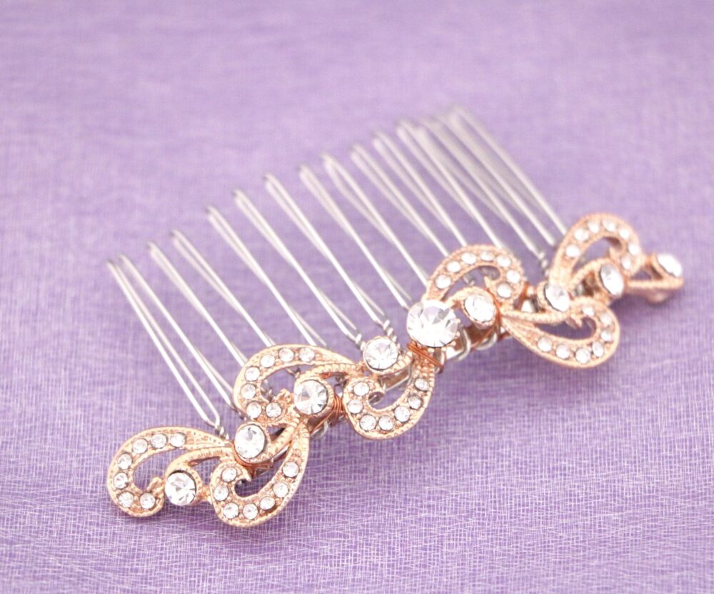 Rose Gold Bridal Comb Updo Wedding Hair Accessories For Bun Piece Headpiece Gold Veil Clip