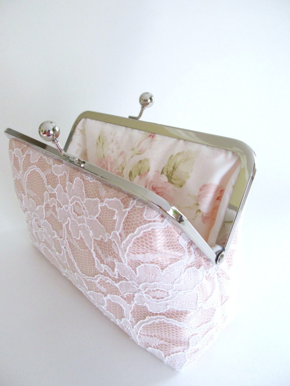 Blush Bridal Silk & Lace Clutch, Accessories, Wedding Bridesmaid Clutches