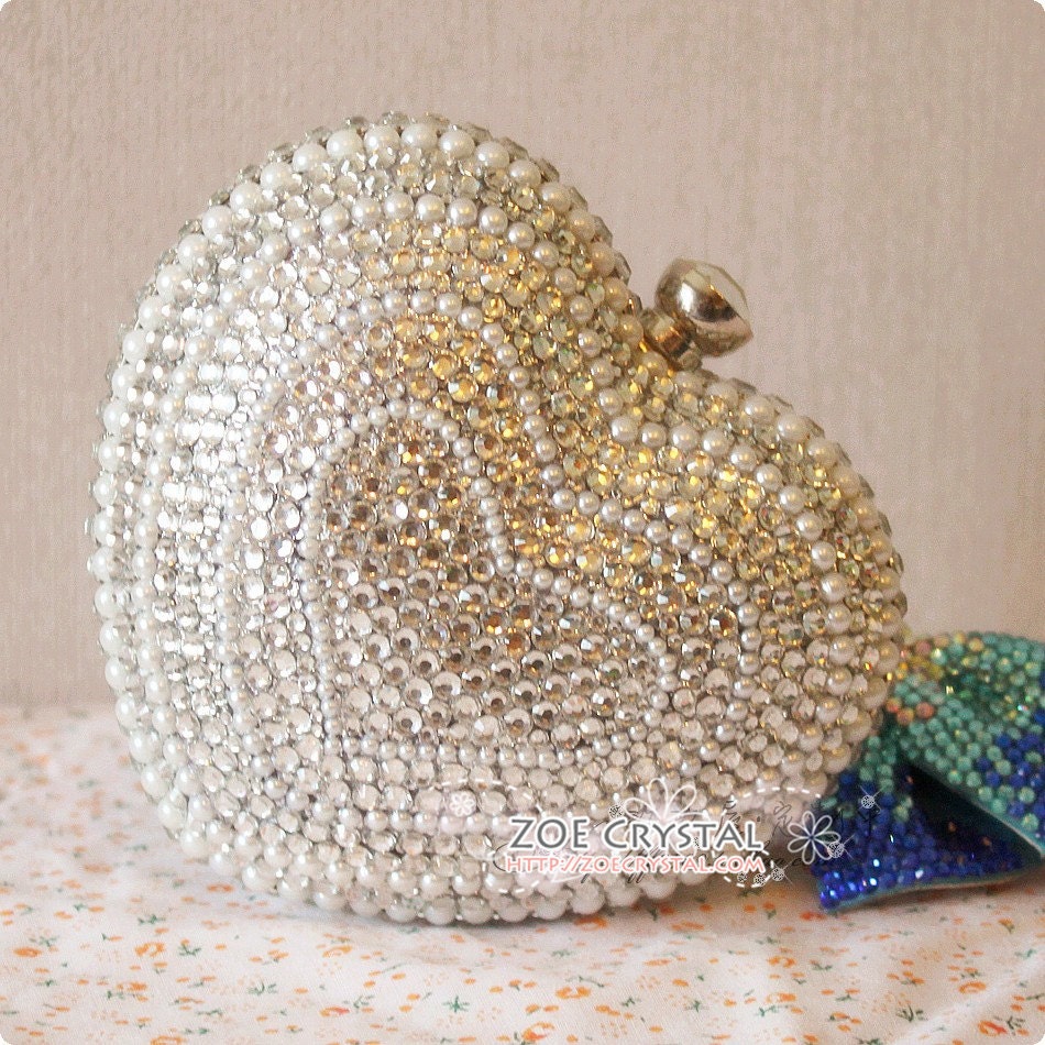stylish Bling & Sparkly Crystal Heart Clutch - Bridal/Bridesmaid Wedding