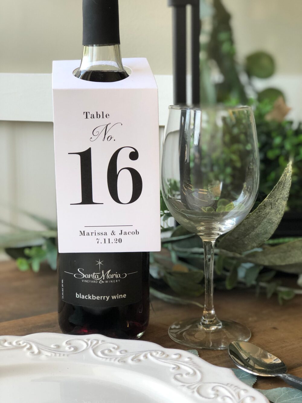 Wedding Wine Bottle Tags, Table Number Cards, Printed Numbers, Event Custom Set Of 12