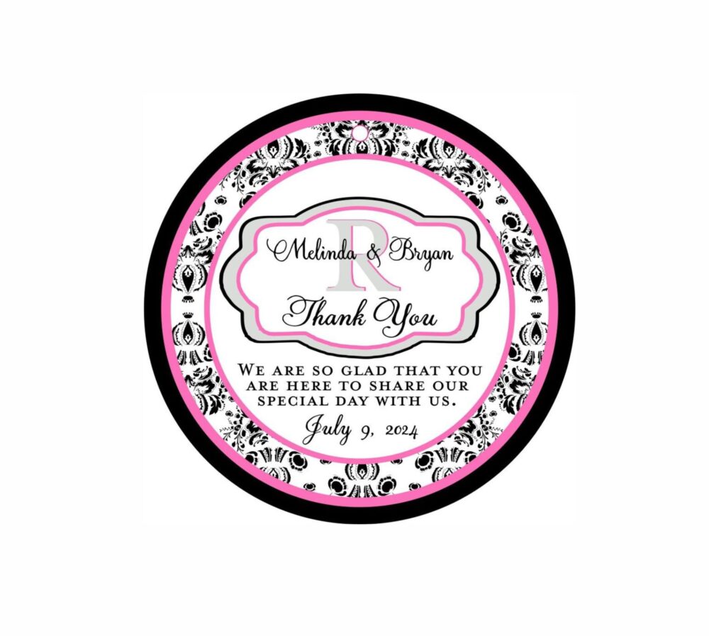 Wine Tags - Wedding 4 Inch Damask Oot Welcome Tags For Destination & Gifts Customizable 25