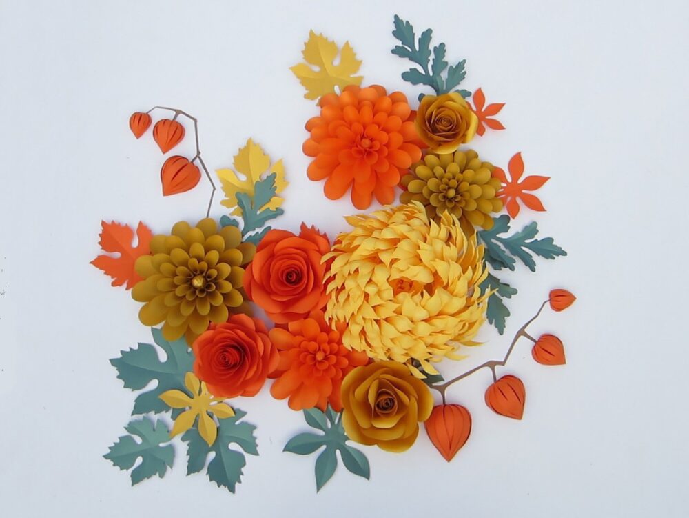 3D Large Paper Flowers, Thanksgiving Decor, Fall Wedding, Flowers Backdrop, Decorations