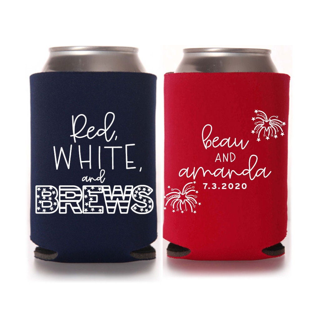 4Th Of July Wedding Favors | Fourth Reception Can Coolers |Summer Independence Day