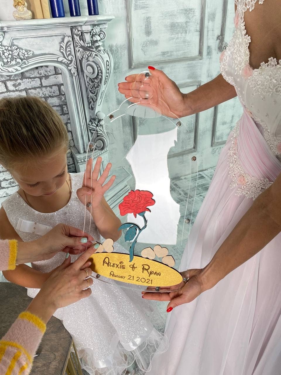 Personalized Wedding Guest Book Alternative Transparent Acrylic, Rustic Hearts