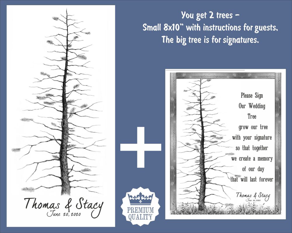 Rustic Wedding Guest Book Alternative Tree Canvas Anniversary Pine Sign in For