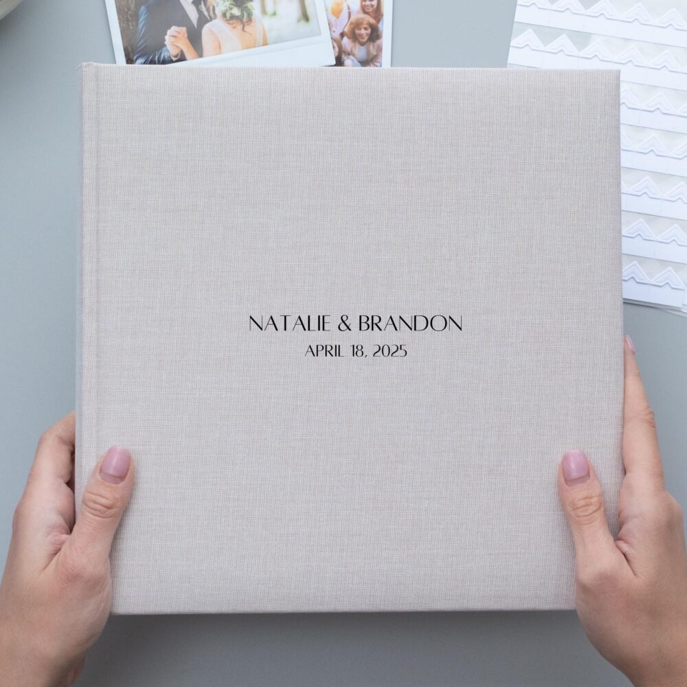 Personalized Wedding Guest Book. Custom Polaroid Photo Album. Linen Guestbook For Wedding. Engraved 60/100 Pages