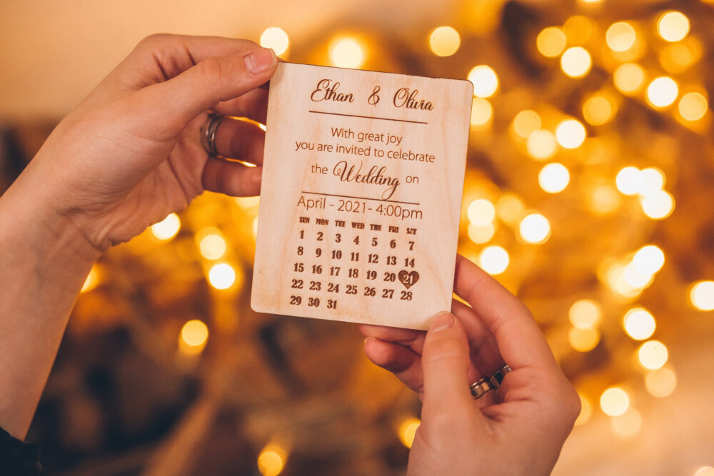 Wooden Rustic Wedding Invitation, Personalized Wedding Cards, Invitation Set, Minimalist