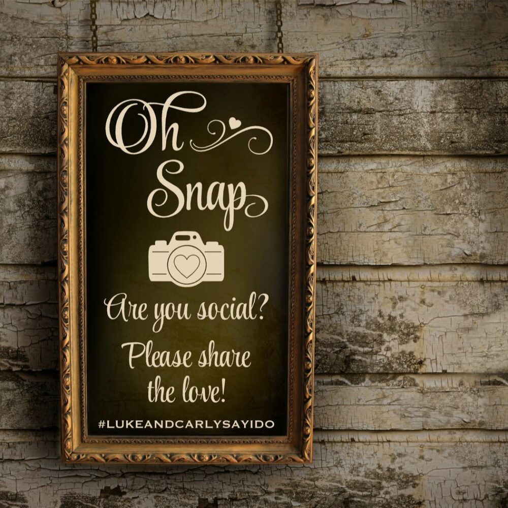 Oh Snap Wedding Hashtag Sign Chalkboard Lettering - Decal Decals Social Media