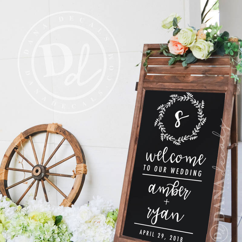 Elegant Wedding Welcome Sign Decal Decor Prop -Wall Custom Vinyl Art Stickers For Weddings, Chalkboards, Mirrors, Signs Decal Only