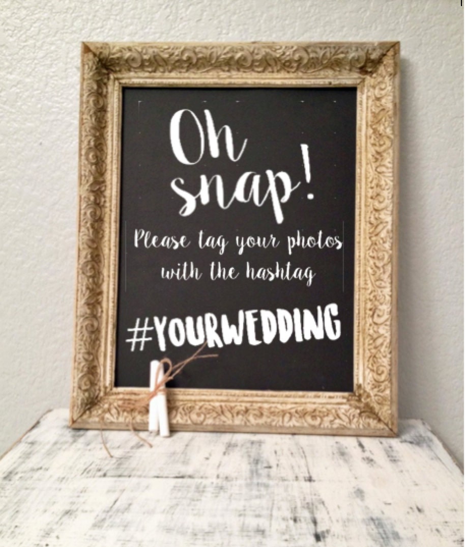 Wedding Hash Tag Sign Decals-Wedding Hashtag Sign-Rustic Decor-Unique Decor-Wood Sign-Chalkboard Wedding Sign-Monogram Gifts