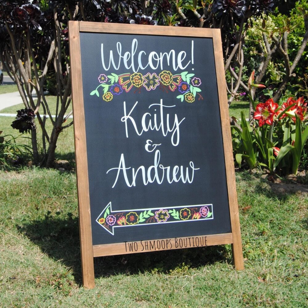 Rustic Chalkboard Wedding Welcome Sign Personalized Easel | 24x36 Inches