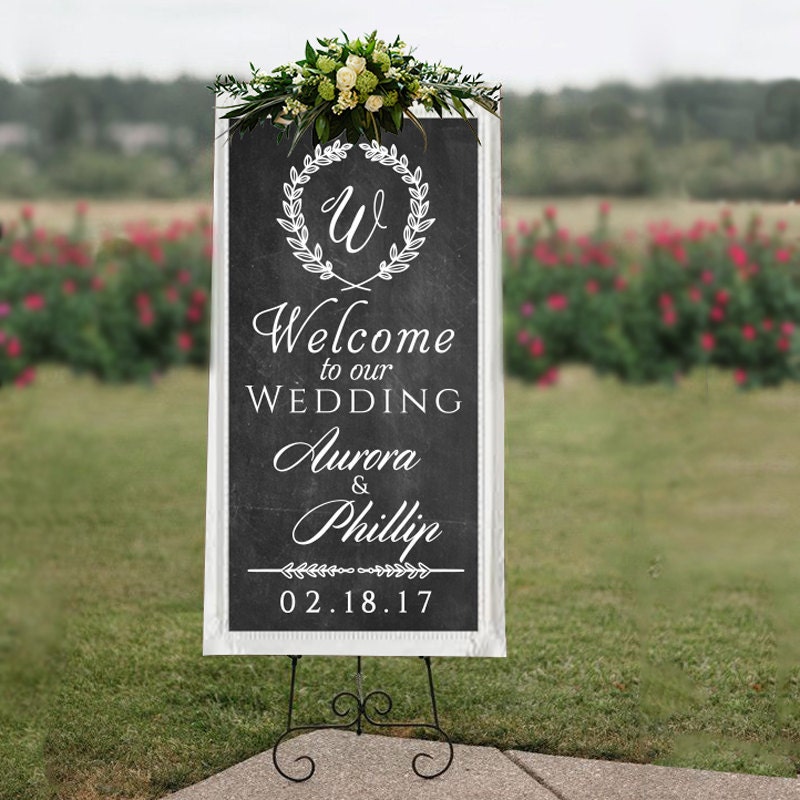 Personalized Welcome To Our Wedding Sign Decal For Decor Prop -Wall Custom Vinyl Art Stickers Weddings, Chalkboard