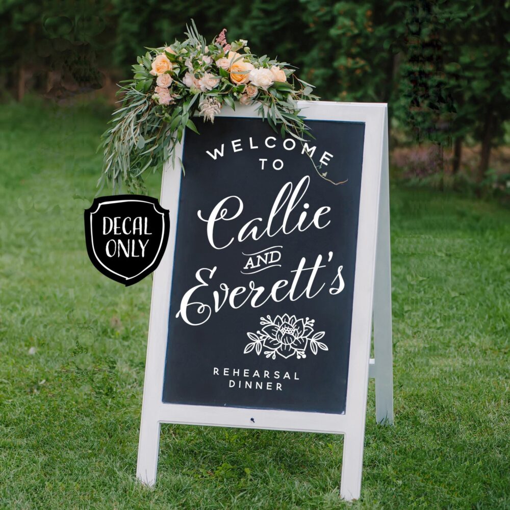 Chalkboard Sign Decal Diy Wedding Signs Rehearsal Dinner Custom Decals Welcome