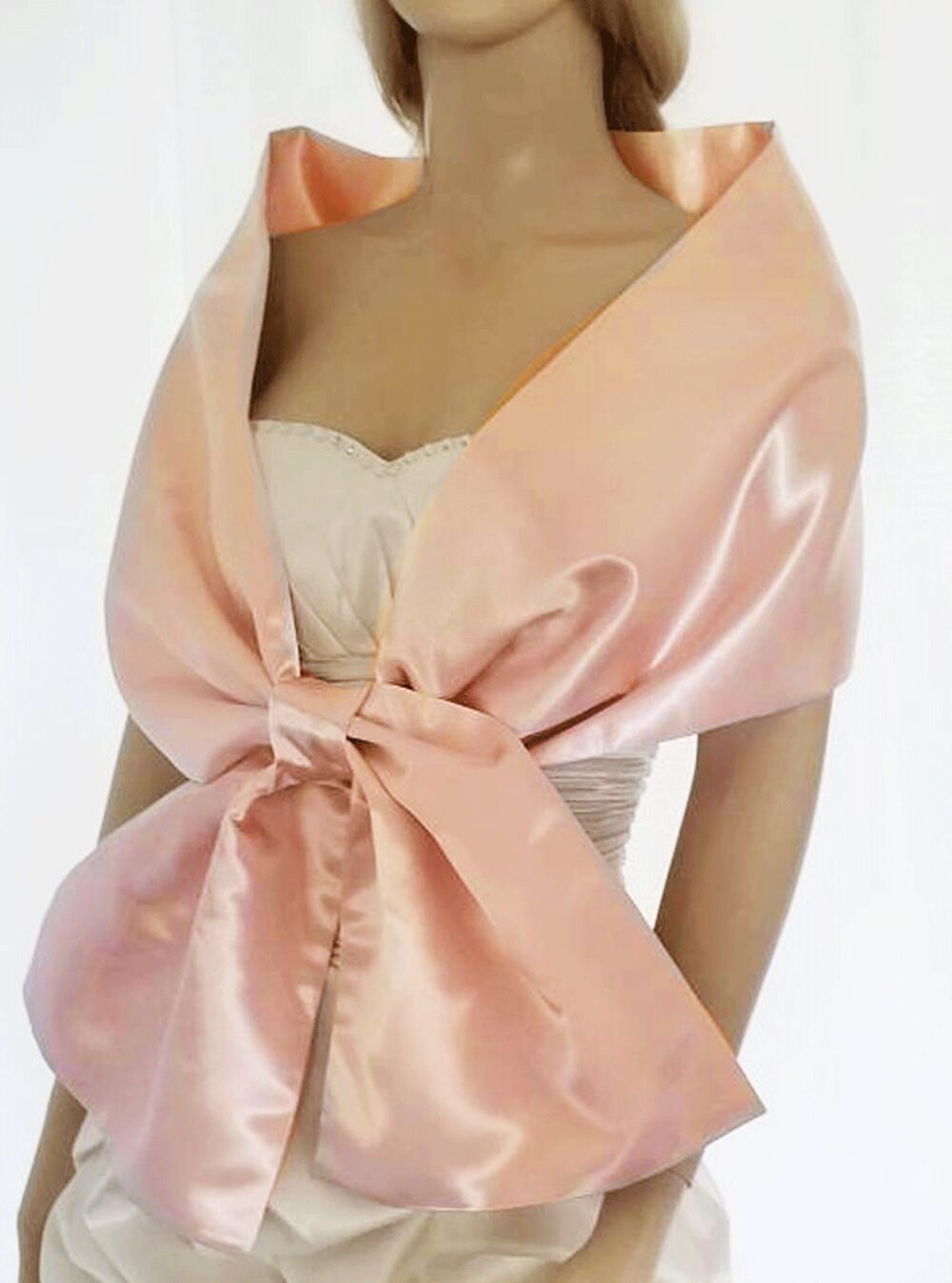 Wedding Shawl, Blush Satin Wrap, Double Face Shawl, Pink, Color Bolero, Bride & Bridesmaid Shawls -Sf004