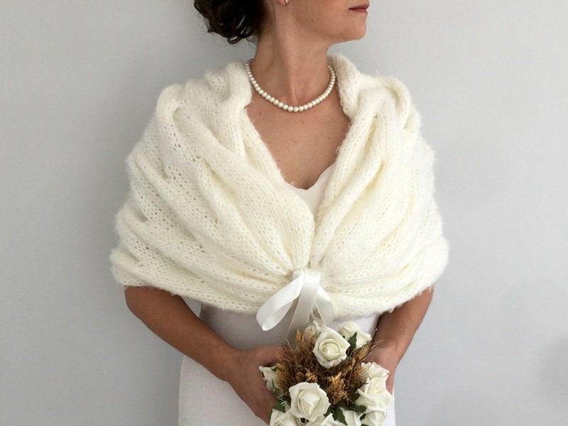 Wedding Ivory Shawl, Bridal Cream Cover Up, Mohair Wrap, Cape, Winter Wedding, Stole, Bolero, Bridesmaid Gift, Evening, Shawls & Wraps