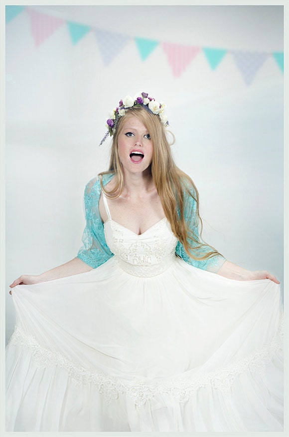 Turquoise Wedding Shrug, Versatile Shawl Shawl, Crisscross & Scarf. Bridal Shrug Bolero. Bridesmaid Cover Up, Lace Bolero