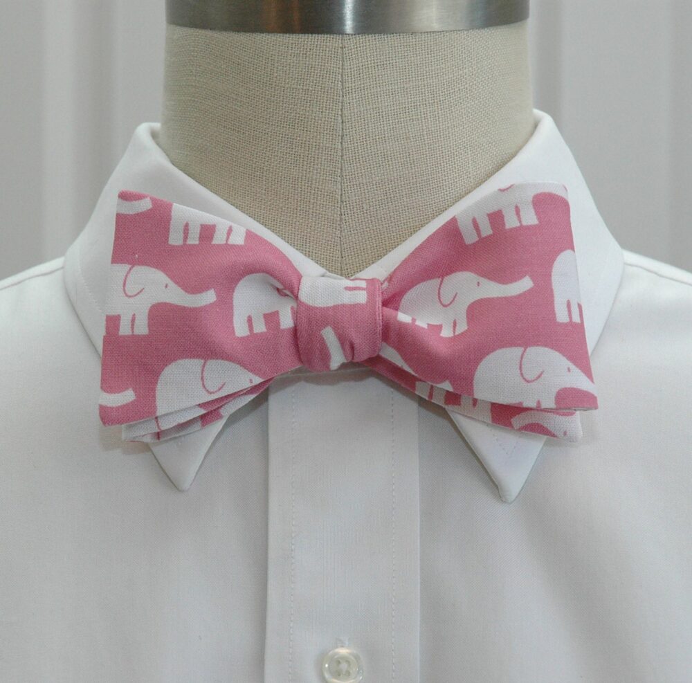 Pink Elephant Bow Tie Zoo Wedding Groom Groomsmen Bowtie