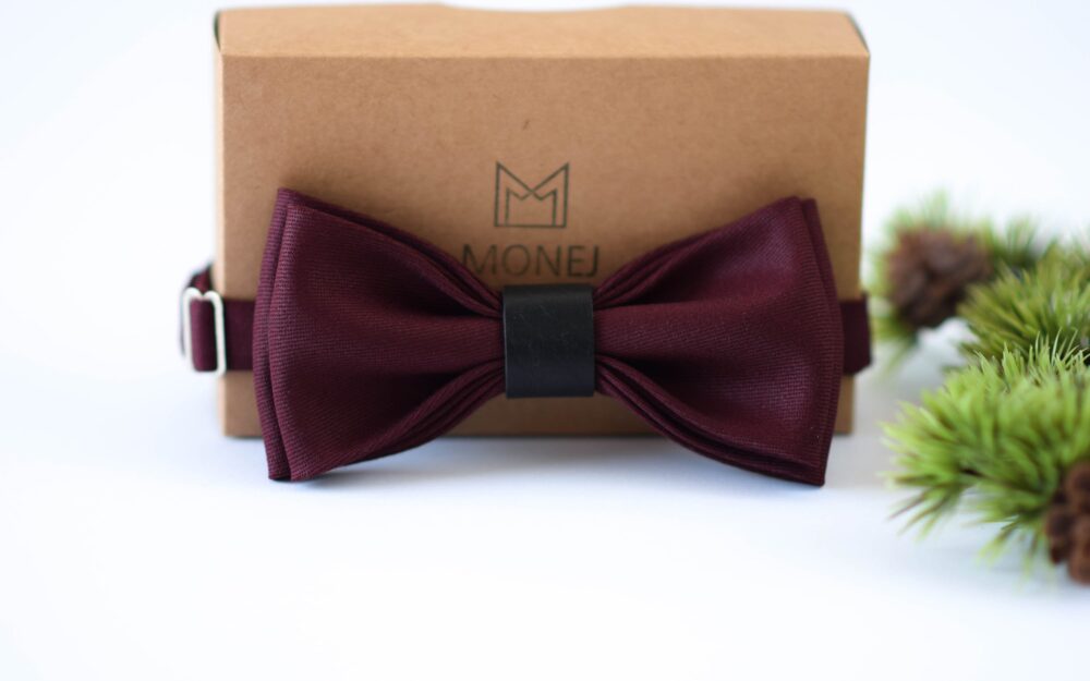 Burgundy Red Bow Tie For Men, Wedding Groom Groomsmen, Gift Men Him