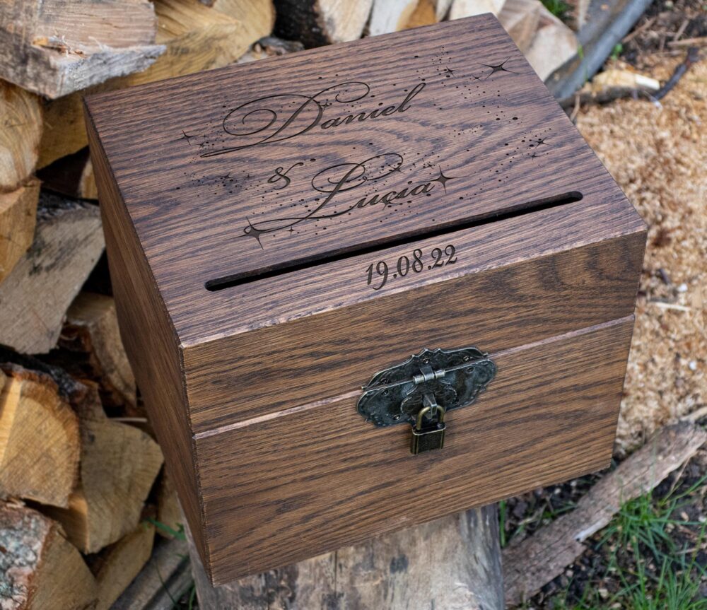 Rustic Wedding Wooden Card Box Personalized - 440.1 Wedding Holder Decor A Heart Love Gift