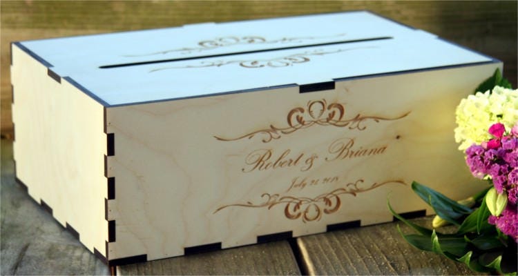 Rustic Wedding Card Box, Holder Decor, Personalized Box For Wedding, With Slot
