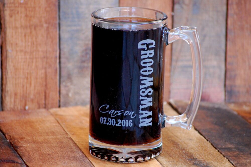 Personalized Beer Mug, Groomsmen Mug For Wedding Gift, Engraved Best Man Gifts Men, Mens
