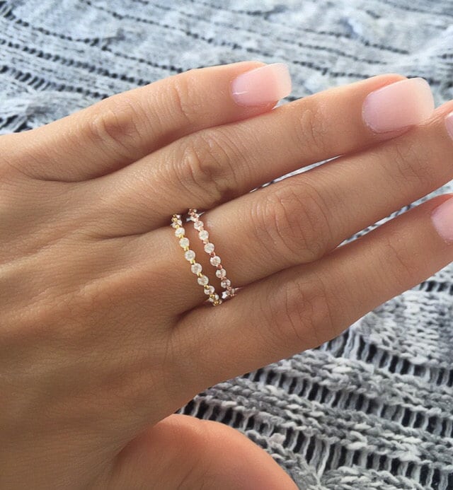 Round Cz Eternity Band Ring. Silver Gold Band. Band Stackable Eternity Rings