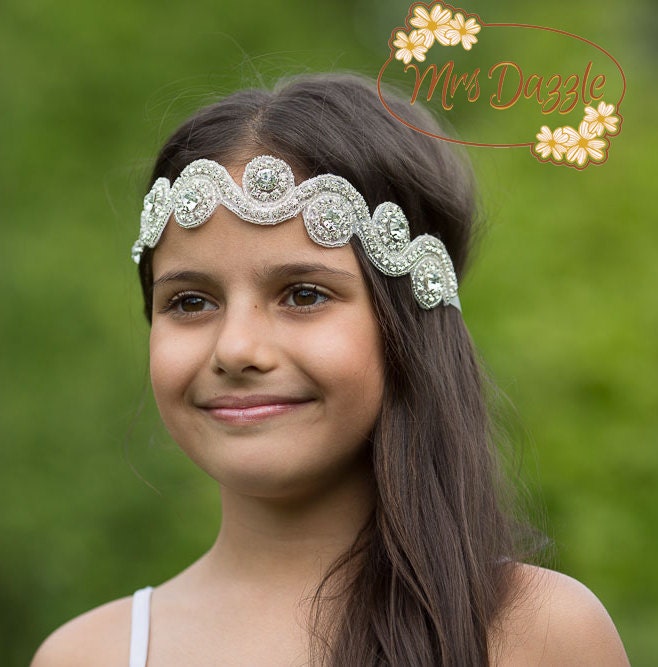 Crystal Rhinestone Headband, Blink Girls Headband, Vintage Headband, Crystal Flower Girl Headband, Girls Wedding Baby Headband