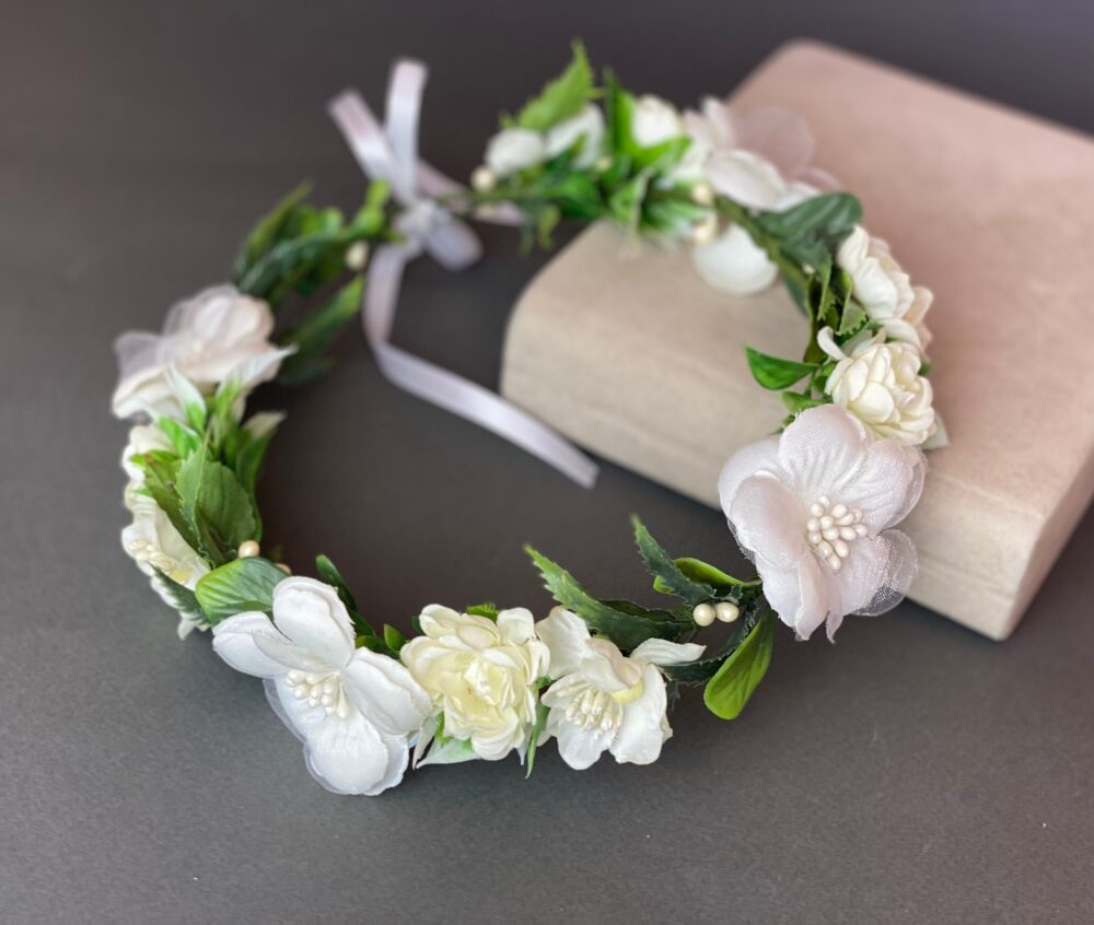 Flower Crown Wedding Floral White Flower Girl Headband Bridesmaids Adult Bridal Headpiece Boho
