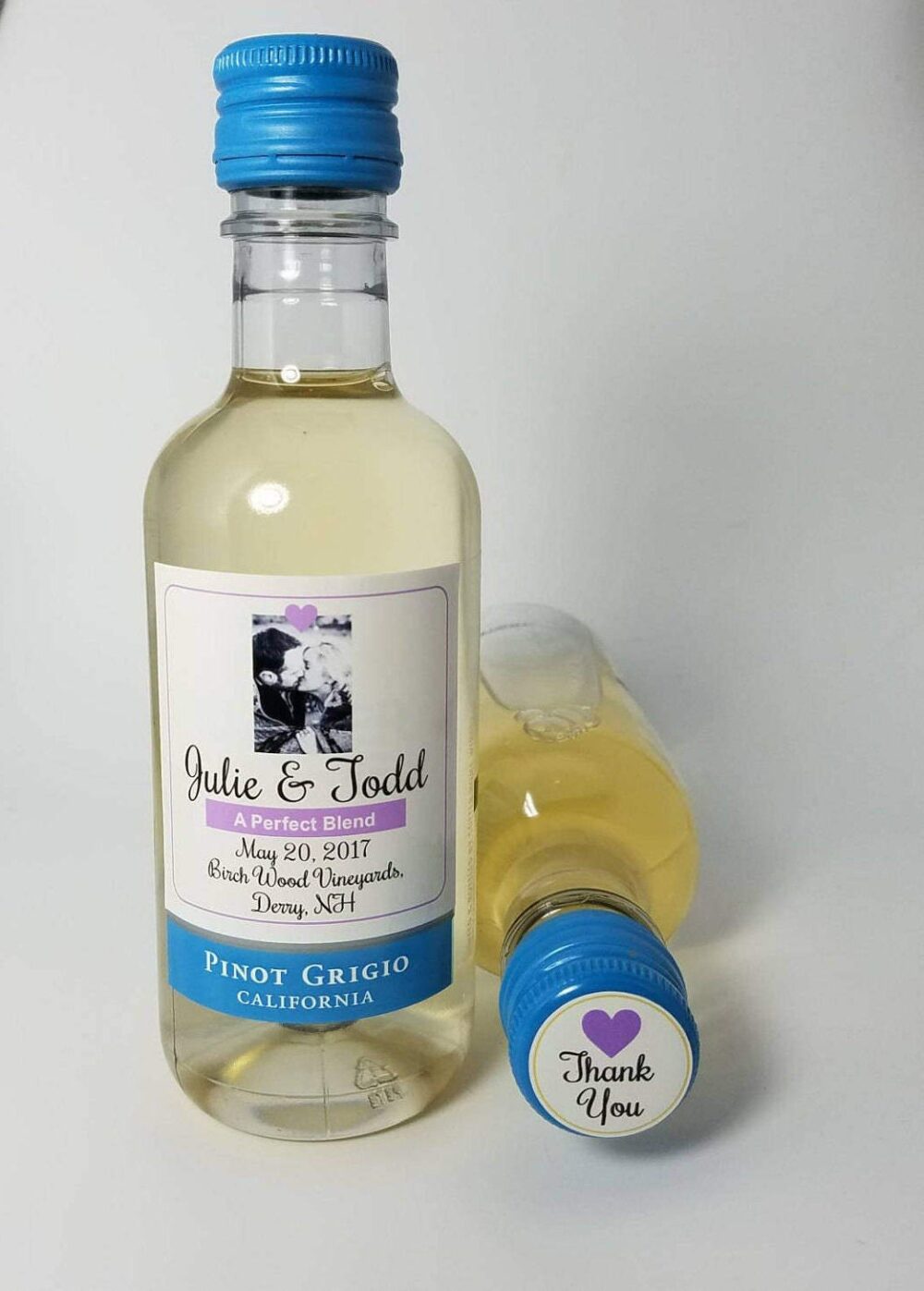 Personalized Wedding Mini Wine Photo Labels Cap Party Favor Set 187Ml Sutter Home Save The Date Waterproof