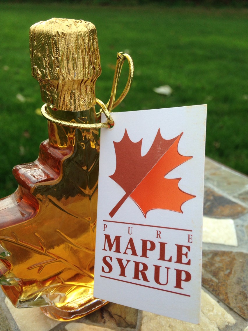 Free Shipping 100% Pure Vermont Maple Syrup in Decorative Glass Leaf Bottle Wedding Favors