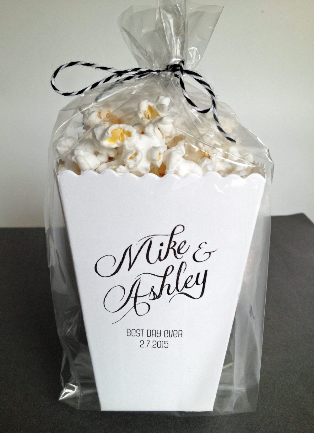 Custom Popcorn Box - Wedding Favor Gift Box-Personalized Gift - Printed White Mini Box-Micro Bar - Bulk