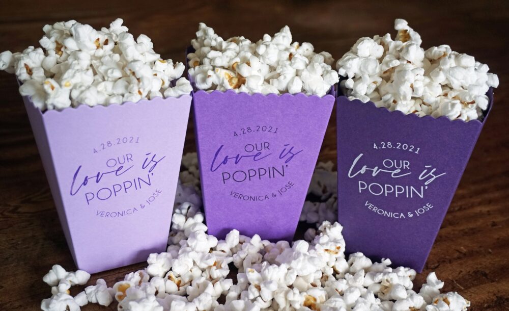 Purple Popcorn Box Wedding Favor - Bar Favor-Custom Printed Mini Box-Wedding-Bridal Dessert Bar-Lavender