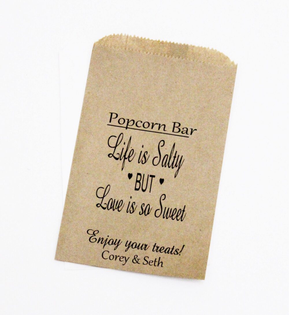 Wedding Favor Bags, Popcorn Candy Rustic