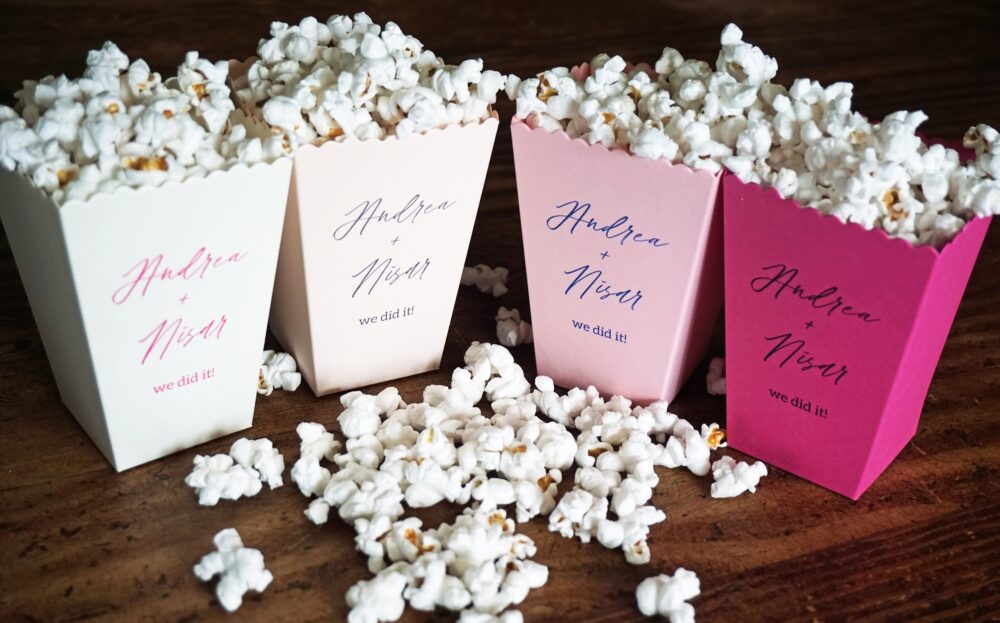 Mini Popcorn Box - Pink Wedding Favor-Valentine's Day Favor Box-Custom Printed Party Box-Personalized Gift Box