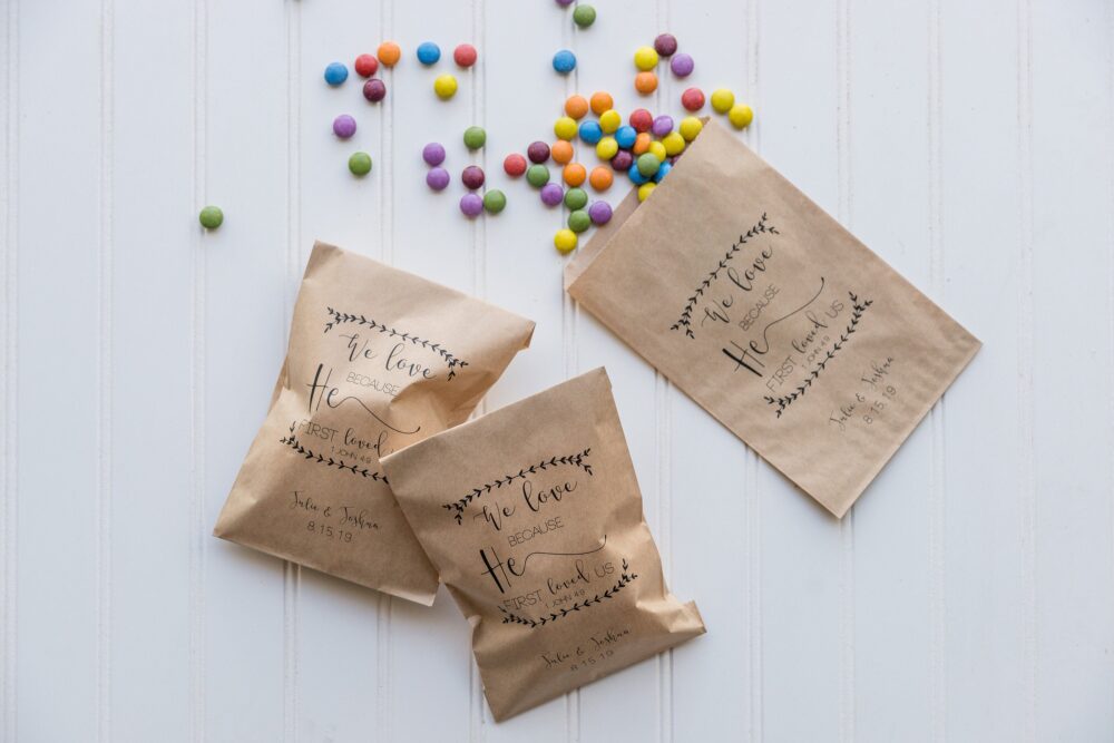 Wedding Favor Bags, Popcorn Donut Coffee Favor, Candy Buffet, Party Favors, Rehearsal Dinner Favors