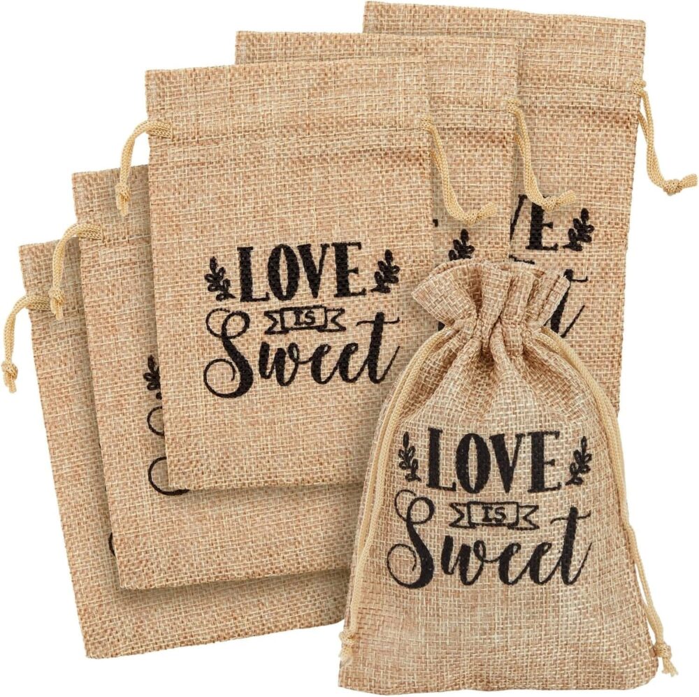 Love Is Sweet Wedding Favor Bags Thank You The Perfect Blend Coffee Candy Rustic Burlap