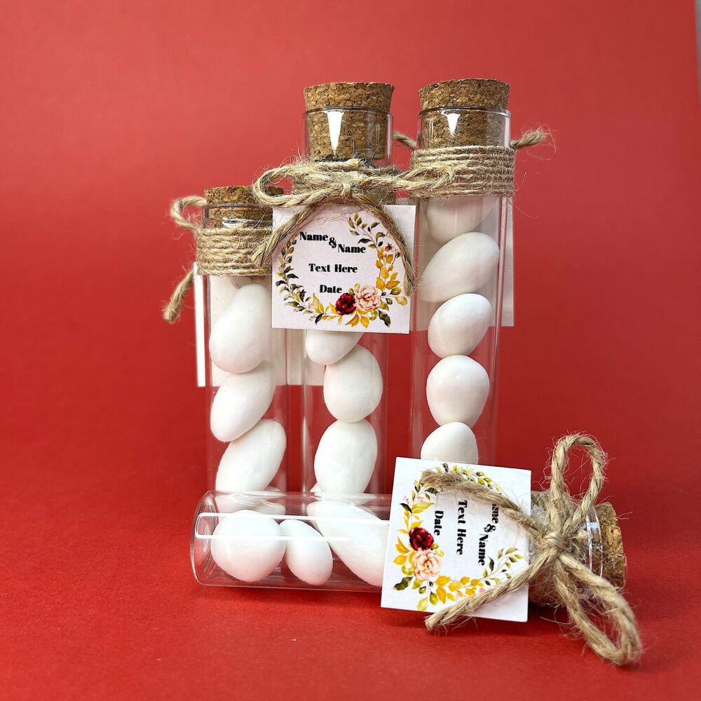 Almond Candy Wedding Favors Personalized Bulk Gifts in Glass Bottles
