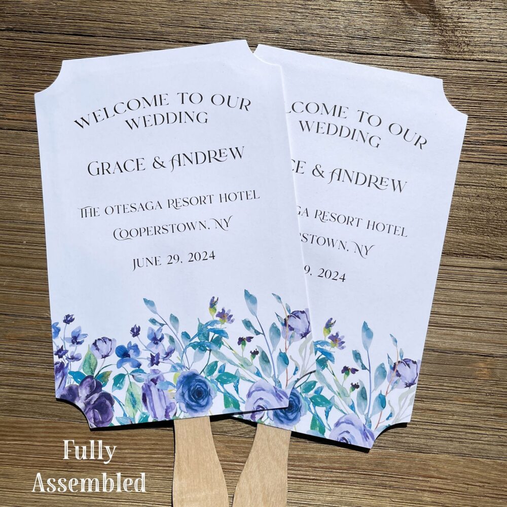 Lavender Floral Wedding Favor Fans Personalized Keepsake