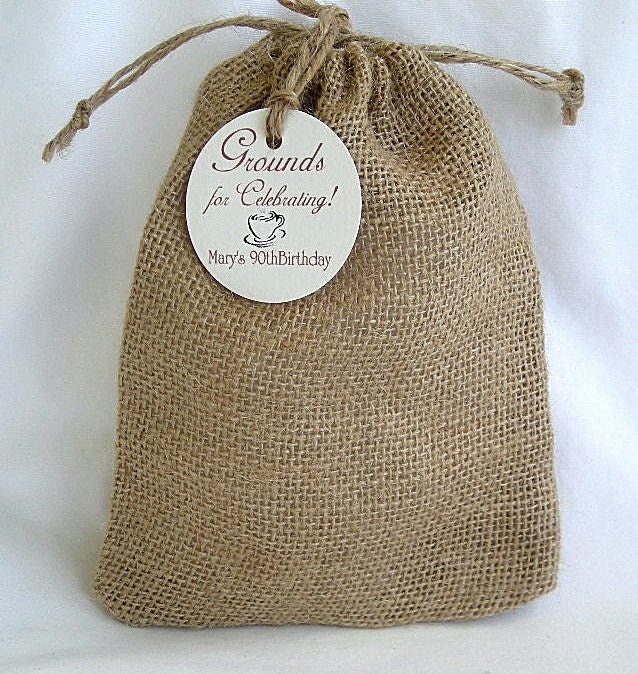 Burlap Favor Bags Wedding Coffee Favors Grounds For Celebration 5 X 7 Birthday Rustic W Custom Label Tags Personalized
