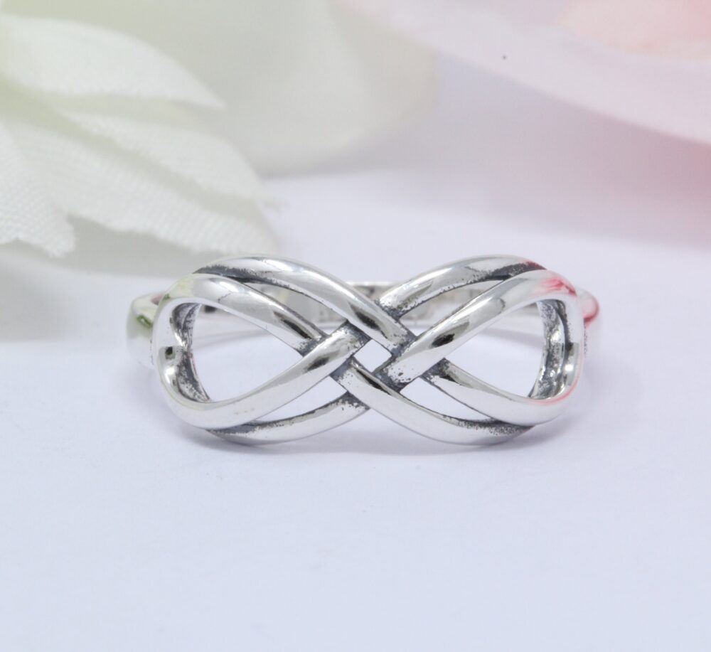 Infinity Band Ring Oxidized Promise 925 Sterling Silver