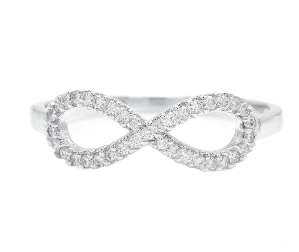 0.20Ct Natural Diamond 14K Solid White Gold Infinity Band Ring