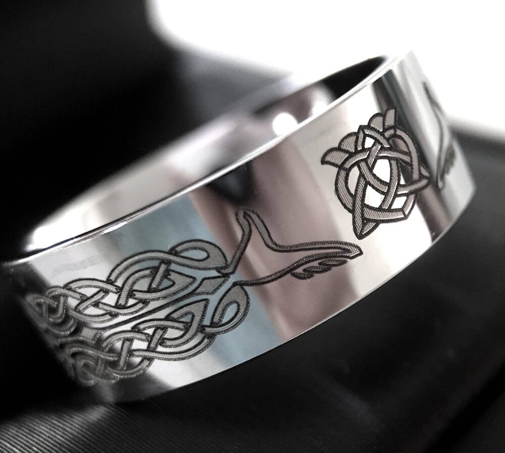 Celtic Claddagh Ring Tungsten Wedding Band With Love Knot | 8mm, 10mm, 12mm