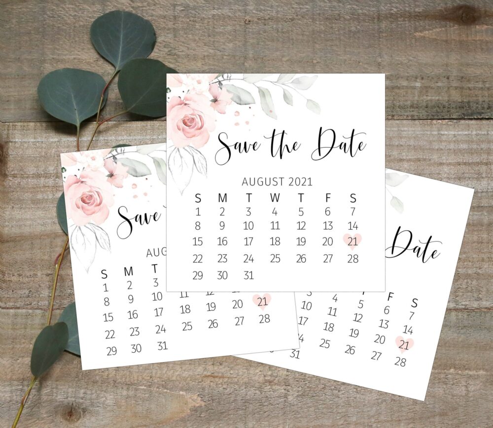 Pink Floral Bridesmaid Save The Date Calendar Card